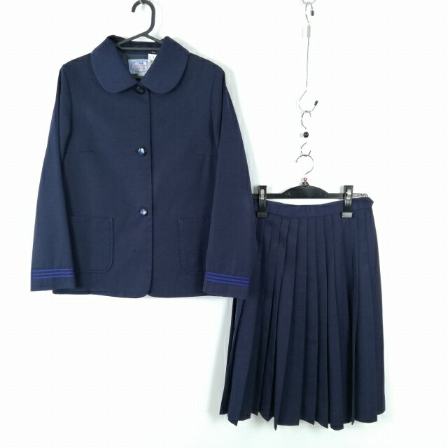 ジャケット スカート 上下2点セット 指定 170A 大きいサイズ 冬物 女子 学生服 香川三木中学 紺 制服 中古 ランクC EY1646