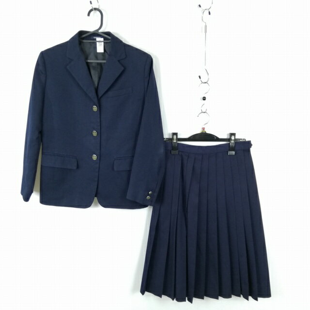 ブレザー スカート 上下2点セット M トンボ 冬物 女子 学生服 滋賀彦根南中学 紺 制服 中古 ランクC EY1649