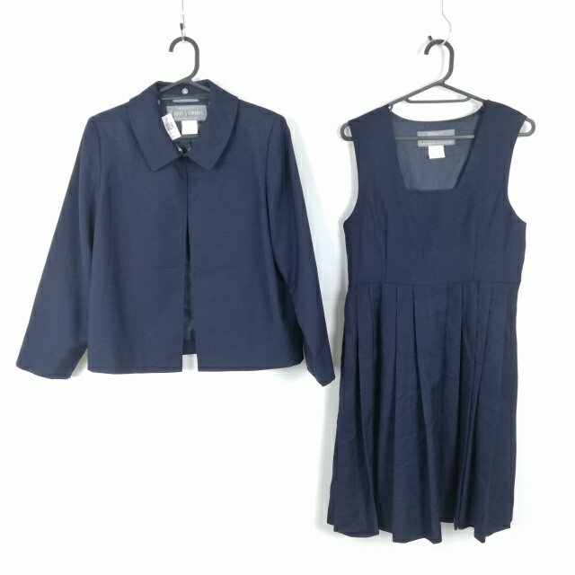 ジャケット ジャンパースカート 上下2点セット 指定 冬物 女子 学生服 千葉我孫子中学 紺 制服 中古 ランクC EY1809