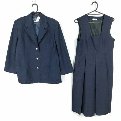 ブレザー ジャンパースカート 上下2点セット 170A 大きいサイズ 冬物 女子 学生服 中学 高校 紺 制服 中古 ランクC EY3021 ブレザー ジャンパースカート 上下2点セット 170A 大きいサイズ 冬物 女子 学生服 中学 高校 紺 制服 中古 ランクC EY3021