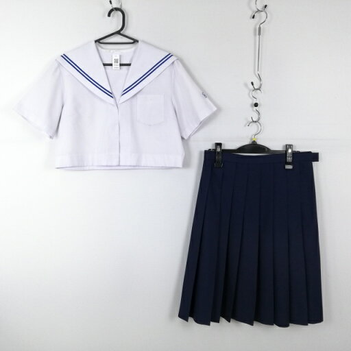 セーラー服 スカート 上下2点セット 大きいサイズ 夏物 青2本線 女子 学生服 中学 高校 白 制服 中古 ランクC EY4546 セーラー服 スカート 上下2点セット 大きいサイズ 夏物 青2本線 女子 学生服 中学 高校 白 制服 中古 ランクC EY4546