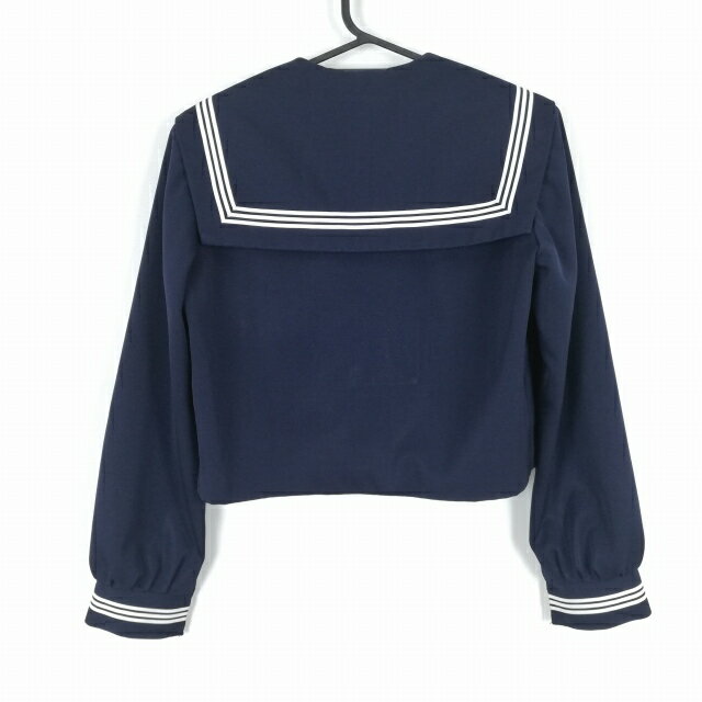 セーラー服 上着 160A 冬物 白3本線 女子 学生服 中学 高校 紺 制服 中古 ランクC EY8040