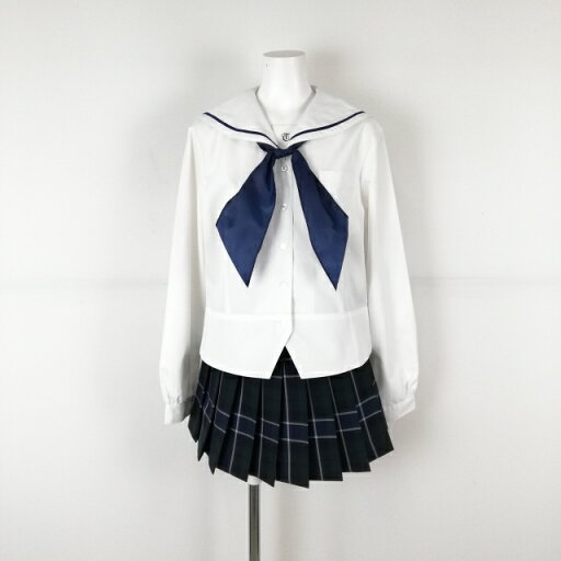 セーラー服 マイクロミニスカート スカーフ 上下3点セット L 大きいサイズ カンコー 中間服 青1本線 高知高岡高校 白 中古 ランクC EY8052 セーラー服 マイクロミニスカート スカーフ 上下3点セット L 大きいサイズ カンコー 中間服 青1本線 高知高岡高校 白 中古 ランクC EY8052