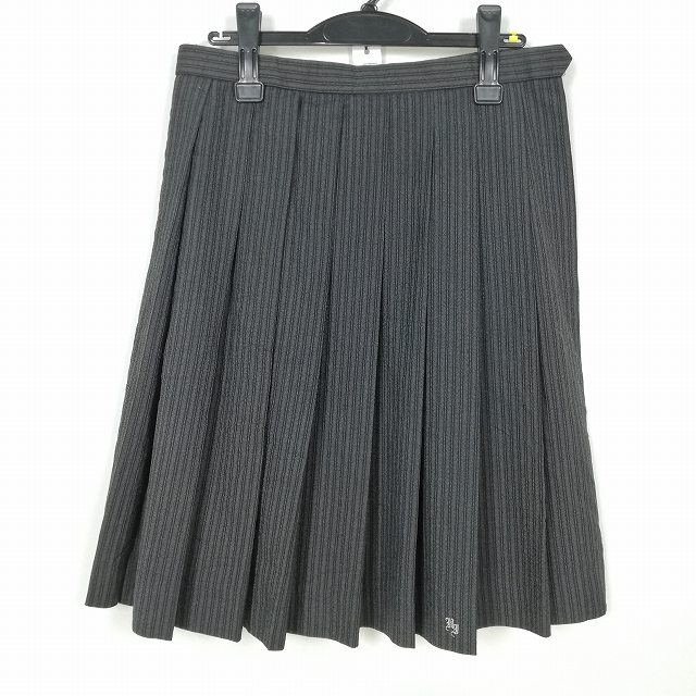 スクールスカート 夏物 w69-丈58 ストライプ 東京東久留米総合高校 プリーツ 学生服 制服 女子 中古 HK1640