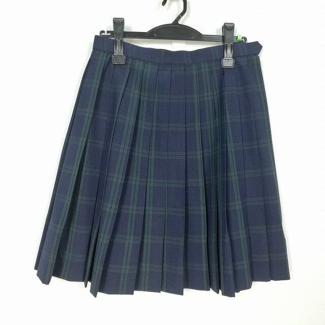 スクールスカート 夏物 w66-丈52 チェック 中学 高校 プリーツ 学生服 制服 女子 中古 HK1679