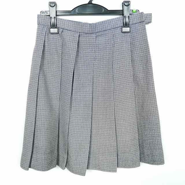 スクールスカート 冬物 w66-丈53 チェック 中学 高校 プリーツ 学生服 制服 女子 中古 HK1767