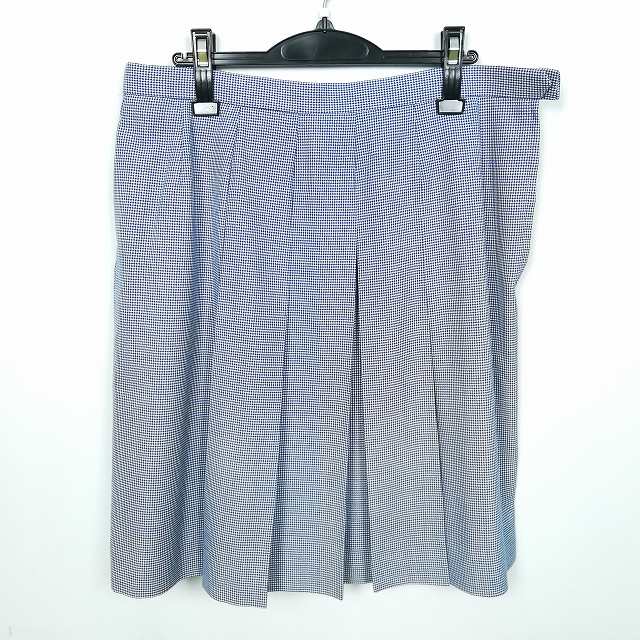 スクールスカート 大きいサイズ 冬物 w85-丈58 チェック 中学 高校 プリーツ 学生服 制服 女子 中古 HK1779