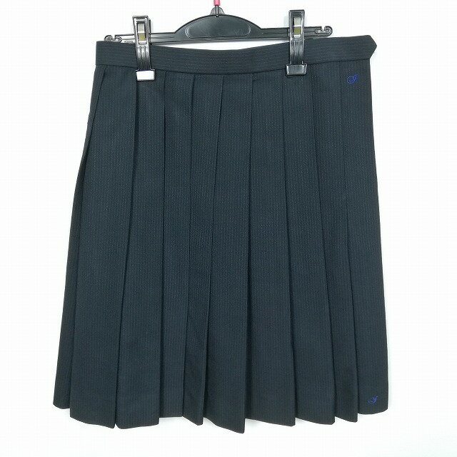 スクールスカート 冬物 w63-丈58 ストライプ 中学 高校 プリーツ 学生服 制服 女子 中古 HK1781