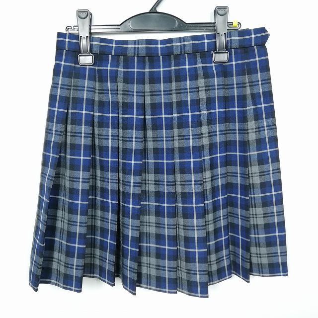 スクールスカート 夏物 w69-丈48 チェック 中学 高校 プリーツ 学生服 制服 女子 中古 HK1788