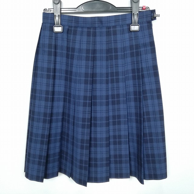 スクールスカート 夏物 w63-丈56 チェック 中学 高校 プリーツ 学生服 制服 女子 中古 HK1804