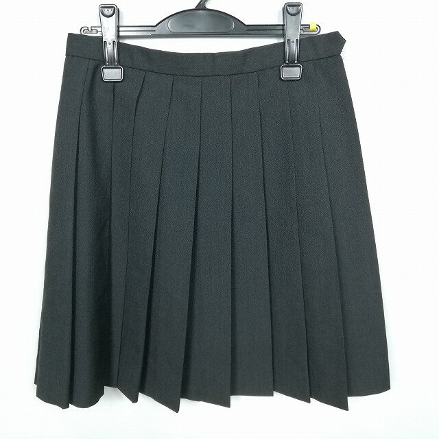 スクールスカート 夏物 w69-丈53 グレー 中学 高校 プリーツ 学生服 制服 女子 中古 HK1826