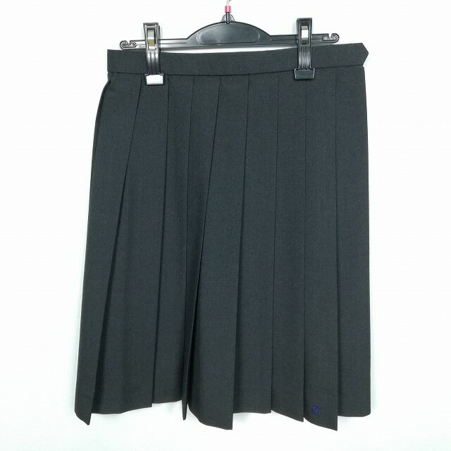 スクールスカート 夏物 w63-丈59 グレー 高知高岡高校 プリーツ 学生服 制服 女子 中古 HK1831