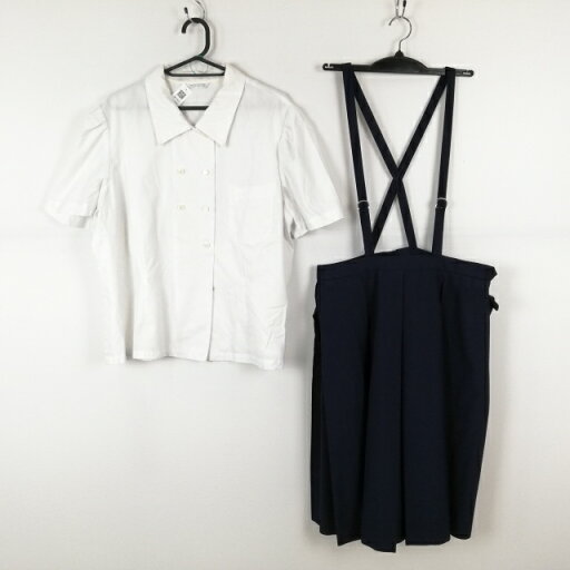 ブラウス スカート 上下2点セット 大きいサイズ 特大 夏物 女子 学生服 中学 高校 白 制服 中古 ランクC NA1803 ブラウス スカート 上下2点セット 大きいサイズ 特大 夏物 女子 学生服 中学 高校 白 制服 中古 ランクC NA1803