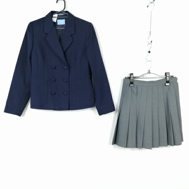 ブレザー ミニスカート 上下2点セット 155A 冬物 女子 学生服 中学 高校 紺 制服 中古 ランクB NA6298