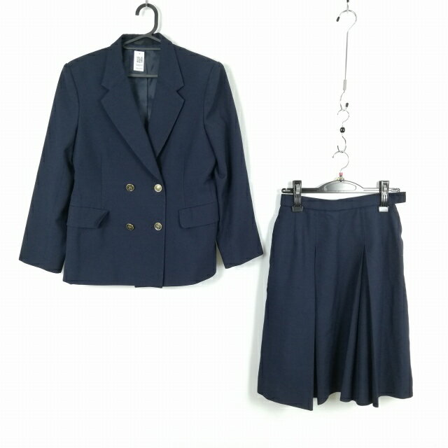 ブレザー スカート 上下2点セット 冬物 女子 学生服 中学 高校 紺 制服 中古 ランクC NA8099