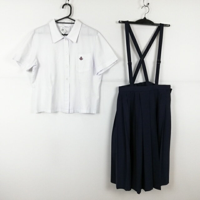 ブラウス スカート 上下2点セット 大きいサイズ 夏物 女子 学生服 熊本商業高校 白 制服 中古 ランクC NA8317