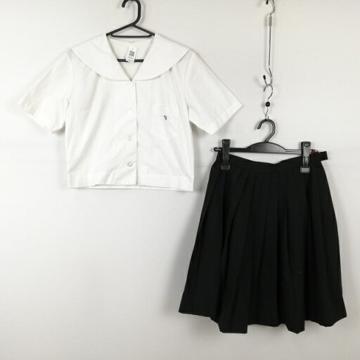 セーラー服 スカート 上下2点セット 155A 夏物 女子 学生服 高知鏡野中学 白 制服 中古 ランクC EY0510 セーラー服 スカート 上下2点セット 155A 夏物 女子 学生服 高知鏡野中学 白 制服 中古 ランクC EY0510
