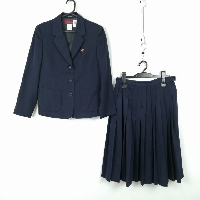ブレザー スカート 上下2点セット 155A トンボ 冬物 女子 学生服 中学 高校 紺 制服 中古 ランクC EY0514