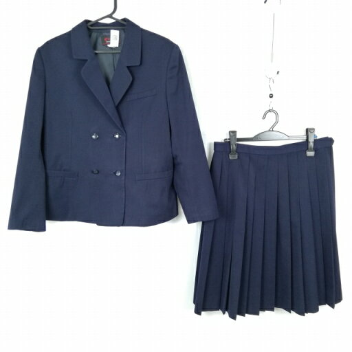 ブレザー スカート 上下2点セット 170A 大きいサイズ カンコー 冬物 女子 学生服 中学 高校 紺 制服 中古 ランクC EY7671 ブレザー スカート 上下2点セット 170A 大きいサイズ カンコー 冬物 女子 学生服 中学 高校 紺 制服 中古 ランクC EY7671