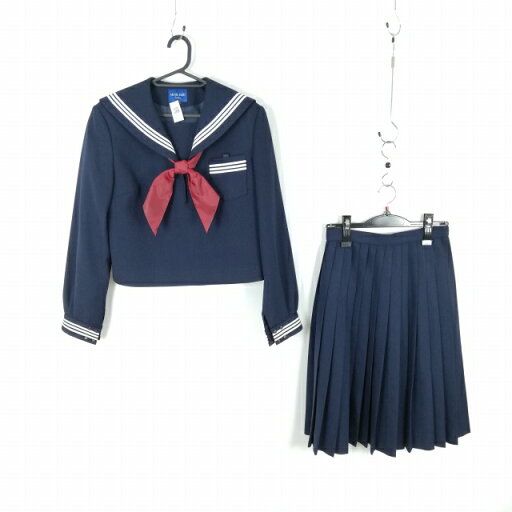 セーラー服 スカート スカーフ 上下3点セット ミッシェルクラン 冬物 白3本線 女子 学生服 中学 高校 紺 制服 中古 ランクC EY9293 セーラー服 スカート スカーフ 上下3点セット ミッシェルクラン 冬物 白3本線 女子 学生服 中学 高校 紺 制服 中古 ランクC EY9293