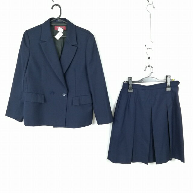 ブレザー スカート 上下2点セット トンボ 冬物 女子 学生服 中学 高校 紺 制服 中古 ランクC EY9640