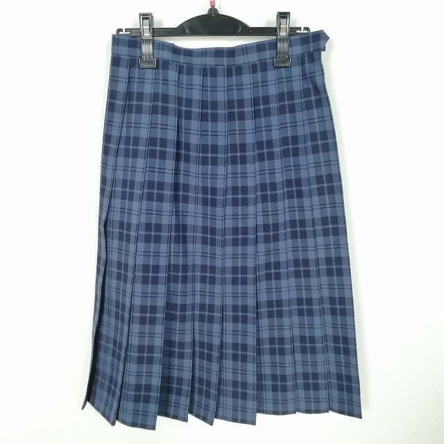 スクールスカート 夏物 w63-丈67 チェック 中学 高校 プリーツ 学生服 制服 女子 中古 HK1870