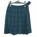 スクールスカート 夏物 w66-丈53 チェック 中学 高校 プリーツ 学生服 制服 女子 中古 HK2462