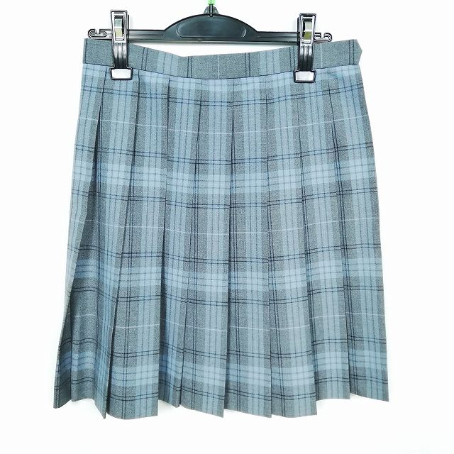 スクールスカート 夏物 w66-丈51 チェック 中学 高校 プリーツ 学生服 制服 女子 中古 HK2469