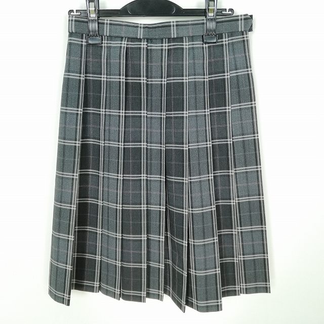 スクールスカート 夏物 w63-丈59 チェック 東京立川国際中等教育学校 プリーツ 学生服 制服 女子 中古 HK6035