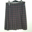 スクールスカート 冬物 w66-丈61 チェック 中学 高校 プリーツ 学生服 制服 女子 中古 HK6051
