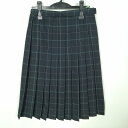 スクールスカート 冬物 w66-丈66 チェック 中学 高校 プリーツ 学生服 制服 女子 中古 HK6055
