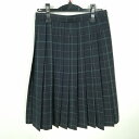 スクールスカート 冬物 w63-丈62 チェック 中学 高校 プリーツ 学生服 制服 女子 中古 HK6061