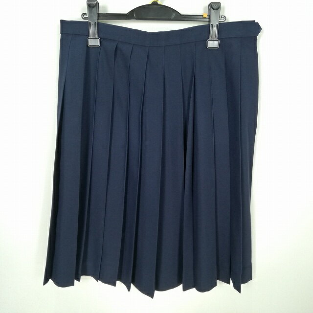 スクールスカート 大きいサイズ 夏物 w80-丈63 紺 中学 高校 プリーツ 学生服 制服 女子 中古 HK9534
