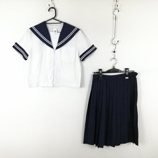 セーラー服 スカート 上下2点セット 夏物 白2本線 女子 学生服 中学 高校 白 制服 中古 ランクC NA0520 セーラー服 スカート 上下2点セット 夏物 白2本線 女子 学生服 中学 高校 白 制服 中古 ランクC NA0520