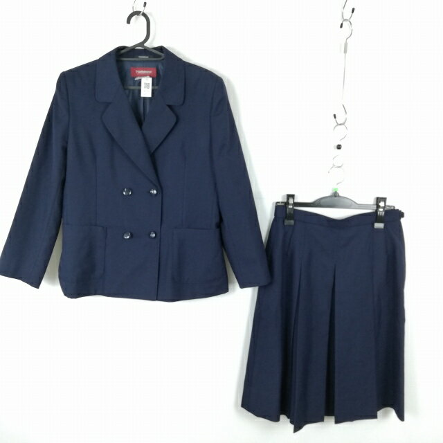 ブレザー スカート 上下2点セット 165A トンボ 冬物 女子 学生服 中学 高校 紺 制服 中古 ランクC NA0560