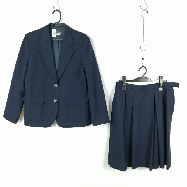 ブレザー スカート 上下2点セット M 冬物 女子 学生服 中学 高校 紺 制服 中古 ランクB NA0998