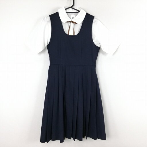 ジャンパースカート 紐タイ 155A バスト88 ウエスト74 ミッシェルクラン 冬物 女子 学生服 中学 高校 紺 制服 中古 ランクC EY1749 ジャンパースカート 紐タイ 155A バスト88 ウエスト74 ミッシェルクラン 冬物 女子 学生服 中学 高校 紺 制服 中古 ランクC EY1749