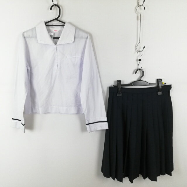 ブラウス スカート 上下2点セット 165A 大きいサイズ カンコー 中間服 女子 学生服 中学 高校 白 制服 中古 ランクC EY1760