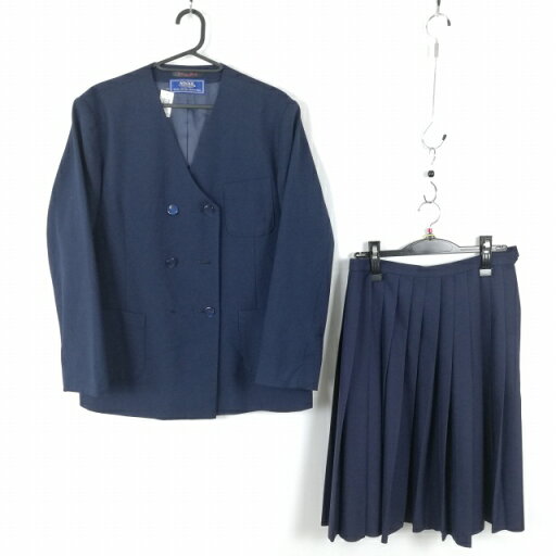 イートン スカート 上下2点セット 大きいサイズ 冬物 女子 学生服 中学 高校 紺 制服 中古 ランクC EY1761 イートン スカート 上下2点セット 大きいサイズ 冬物 女子 学生服 中学 高校 紺 制服 中古 ランクC EY1761