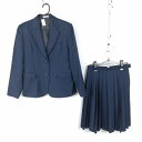 ブレザー スカート 上下2点セット トンボ 冬物 女子 学生服 中学 高校 紺 制服 中古 ランクC EY1777