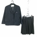 ブレザー スカート 上下2点セット 大きいサイズ 冬物 女子 学生服 中学 高校 黒 制服 中古 ランクC EY1779