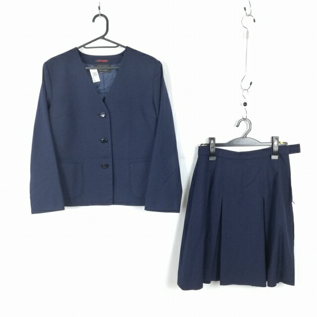 イートン スカート 上下2点セット 160A 冬物 女子 学生服 中学 高校 紺 制服 中古 ランクC EY1783