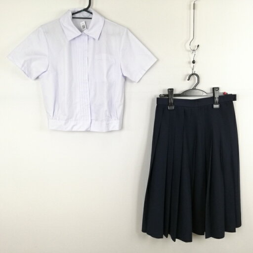 ブラウス スカート 上下2点セット 大きいサイズ 夏物 女子 学生服 中学 高校 白 制服 中古 ランクC EY1792 ブラウス スカート 上下2点セット 大きいサイズ 夏物 女子 学生服 中学 高校 白 制服 中古 ランクC EY1792