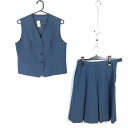 ベスト スカート 上下2点セット 指定 夏物 女子 学生服 中学 高校 花紺 制服 中古 ランクC EY1801