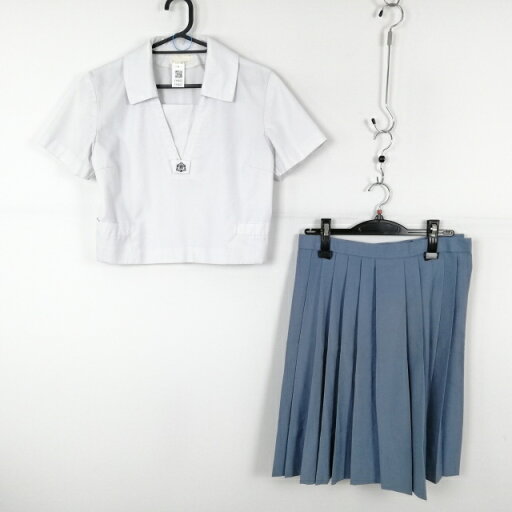 セーラー服 スカート 上下2点セット 夏物 女子 学生服 佐賀西高校 白 制服 中古 ランクC EY9822 セーラー服 スカート 上下2点セット 夏物 女子 学生服 佐賀西高校 白 制服 中古 ランクC EY9822