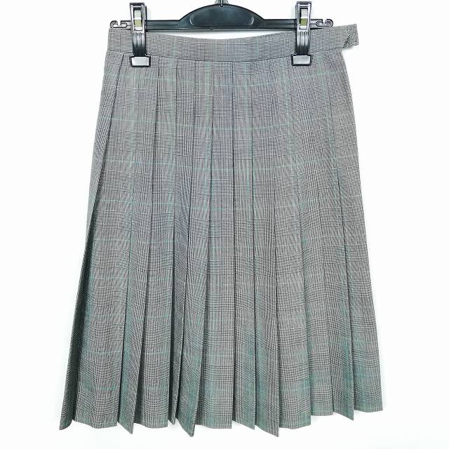 スクールスカート 夏物 w60-丈63 チェック 中学 高校 プリーツ 学生服 制服 女子 中古 HK2481