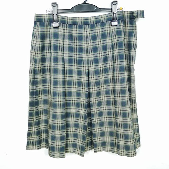 スクールスカート 大きいサイズ 冬物 w80-丈63 チェック 中学 高校 プリーツ 学生服 制服 女子 中古 HK2487