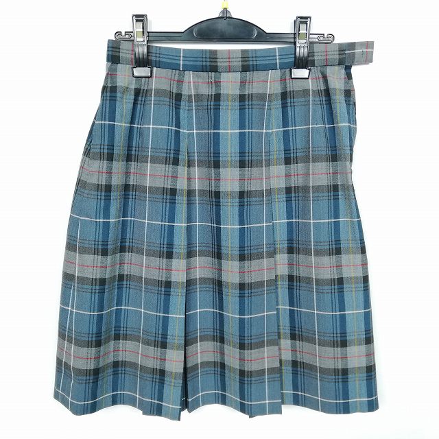 スクールスカート 夏物 w69-丈56 チェック 中学 高校 プリーツ 学生服 制服 女子 中古 HK2548