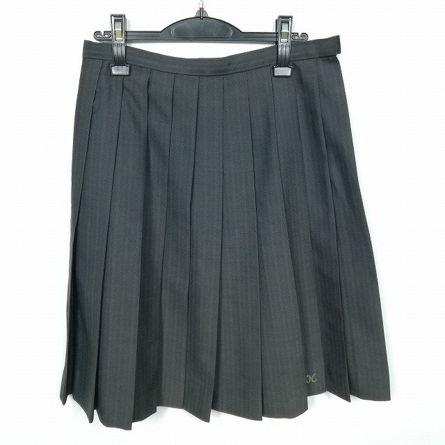 スクールスカート 大きいサイズ 夏物 w72-丈59 ストライプ 中学 高校 プリーツ 学生服 制服 女子 中古 HK2555