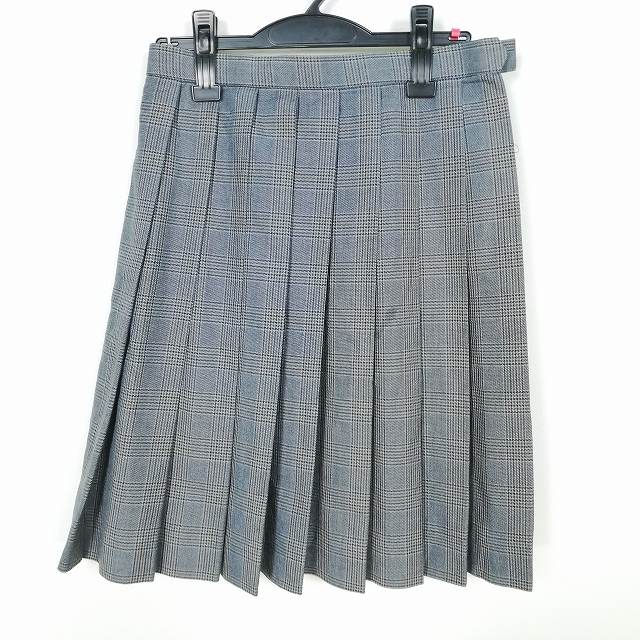 スクールスカート 冬物 w63-丈56 チェック 東京小金井市立東中学 プリーツ 学生服 制服 女子 中古 HK2609